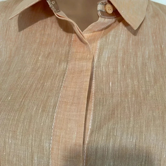Lafayette 148 New York Peach Button-Up Blouse - Picture 5 of 16